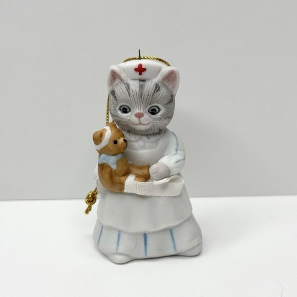 Schmid Other - 1989 Schmid Kitty Cucumber Christmas Ornament Nurse Cat Teddy Bear Figurine